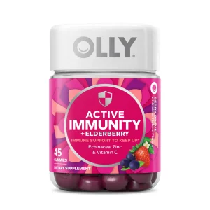 OLLY Immunity Gummy, Elderberry, Zinc, Vitamin C, Immune Support Supplement, Berry Flavor, 45 Ct