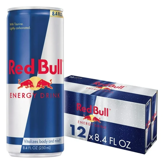Red Bull Energy Drink, 80mg Caffeine, 8.4 fl oz, Pack of 12 Cans